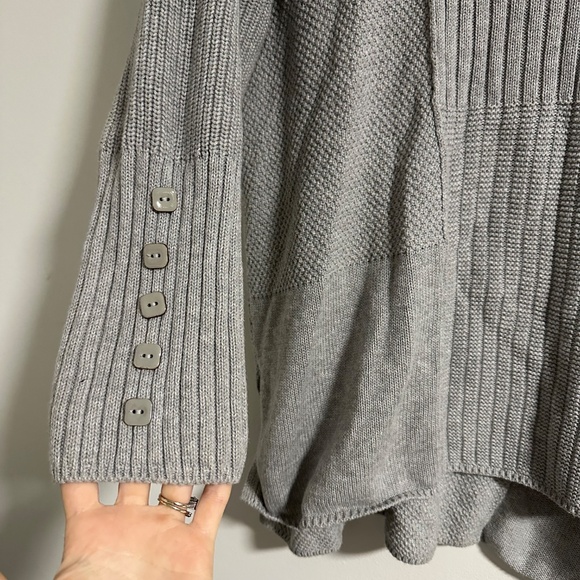 Habitat | Long Sleeve Gray Mock Neck 100% Cotton Knit Sweater - Picture 8 of 12